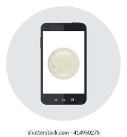 Mobile Phone WIth Moon On The Screen