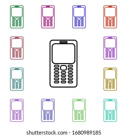 Mobile phone multi color style icon. Simple thin line, outline vector of technology icons for ui and ux, website or mobile application