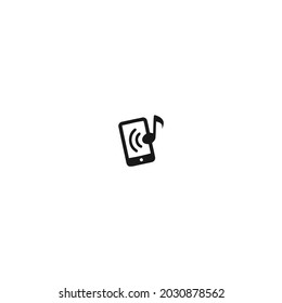 mobile phone music black icon isolated white background, for web, app, and presentation 