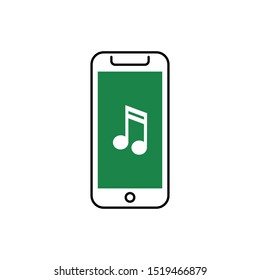 Mobile phone with music icon on the screen.