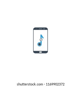 mobile phone music icon. Simple filled mobile phone music icon. On white background.