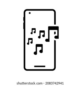 Mobile phone with music note icon. Illustration vector