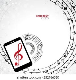 mobile phone with Music notes