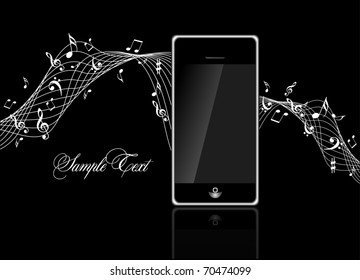 mobile phone with Music notes
