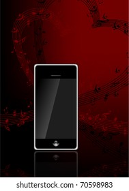 mobile phone with Music notes