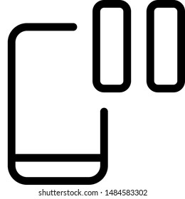Mobile phone music pause logotype isolated on white background