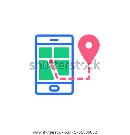 Mobile phone navigation flat icon, vector sign, Smartphone GPS navigator colorful pictogram isolated on white. Symbol, logo illustration. Flat style design
