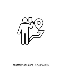 Mobile phone navigation sign. Route icon. Smartphone GPS symbol. Line icon design for modern web and mobile concept. 