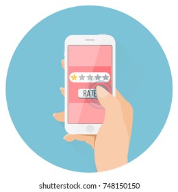 mobile phone negative rating with one star flat design icon