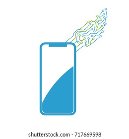 Mobile Phone New Technology. Vector Logo Template Illustration