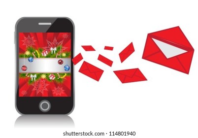Mobile Phone with New Year background sends messages in the form of red envelopes