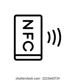 Mobile phone with NFC technology black icon. Smartphone NFC payment sign. Wireless pay symbol