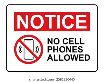 mobile phone not allowed or don't use mobile sign isolated on white. No phone sign on white background. Sign prohibiting the use of the phone here. ban on cell phone, vector illustration