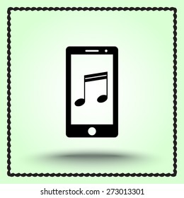 Mobile phone with note sign icon, vector illustration. Flat design style