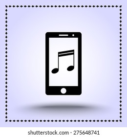 Mobile phone with note sign icon, vector illustration. Flat design style