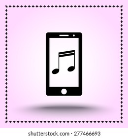 Mobile phone with note sign icon, vector illustration. Flat design style