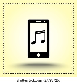 Mobile phone with note sign icon, vector illustration. Flat design style