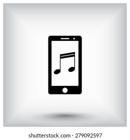 Mobile phone with note sign icon, vector illustration. Flat design style