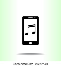 Mobile phone with note sign icon, vector illustration. Flat design style