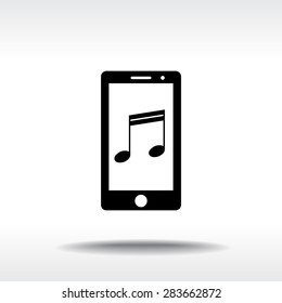 Mobile phone with note sign icon, vector illustration. Flat design style