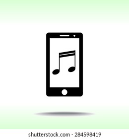 Mobile phone with note sign icon, vector illustration. Flat design style