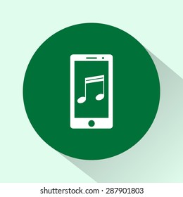 Mobile phone with note sign icon, vector illustration. Flat design style