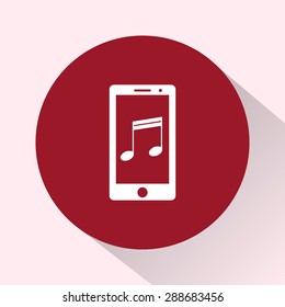 Mobile phone with note sign icon, vector illustration. Flat design style