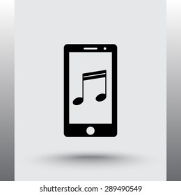 Mobile phone with note sign icon, vector illustration. Flat design style