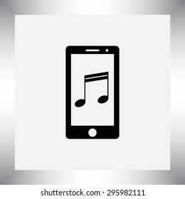 Mobile phone with note sign icon, vector illustration. Flat design style