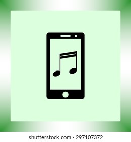 Mobile phone with note sign icon, vector illustration. Flat design style
