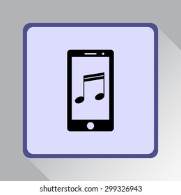 Mobile phone with note sign icon, vector illustration. Flat design style