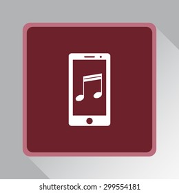 Mobile phone with note sign icon, vector illustration. Flat design style