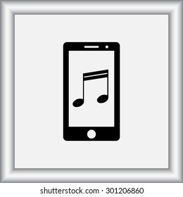 Mobile phone with note sign icon, vector illustration. Flat design style