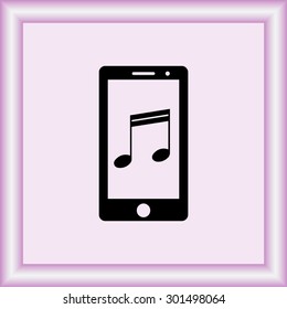 Mobile phone with note sign icon, vector illustration. Flat design style
