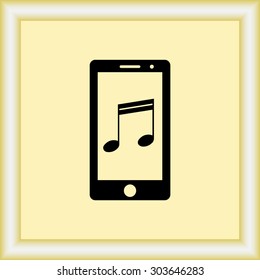Mobile phone with note sign icon, vector illustration. Flat design style