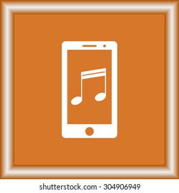 Mobile phone with note sign icon, vector illustration. Flat design style