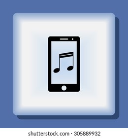 Mobile phone with note sign icon, vector illustration. Flat design style