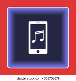 Mobile phone with note sign icon, vector illustration. Flat design style