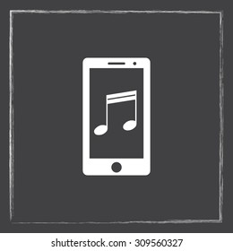 Mobile phone with note sign icon, vector illustration. Flat design style