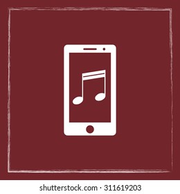 Mobile phone with note sign icon, vector illustration. Flat design style