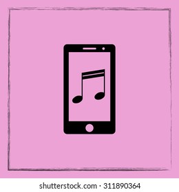 Mobile phone with note sign icon, vector illustration. Flat design style
