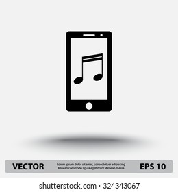 Mobile phone with note sign icon, vector illustration. Flat design style
