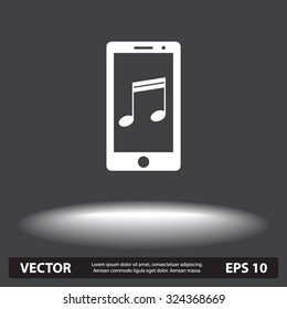 Mobile phone with note sign icon, vector illustration. Flat design style