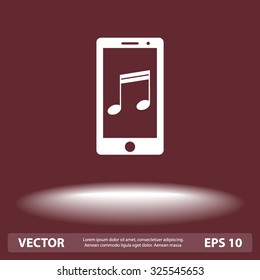 Mobile phone with note sign icon, vector illustration. Flat design style