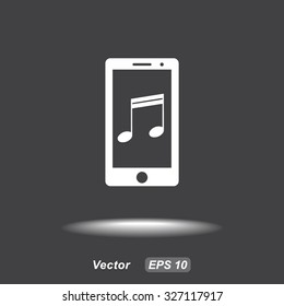 Mobile phone with note sign icon, vector illustration. Flat design style