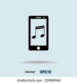 Mobile phone with note sign icon, vector illustration. Flat design style