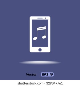 Mobile phone with note sign icon, vector illustration. Flat design style
