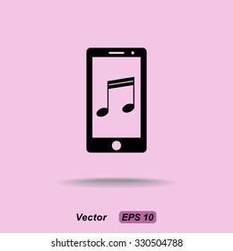 Mobile phone with note sign icon, vector illustration. Flat design style