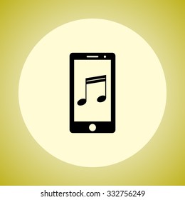 Mobile phone with note sign icon, vector illustration. Flat design style