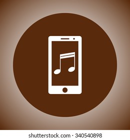 Mobile phone with note sign icon, vector illustration. Flat design style